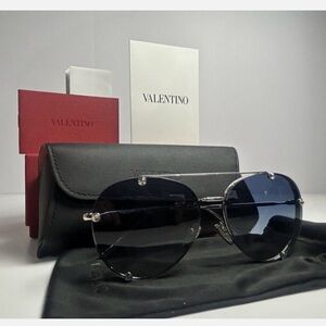 Valentino Silver and blue Aviator Sunglasses